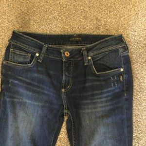 Women's Silver Boyfriend Mid Rise Slim Leg Jeans 30 x 29.  Like New!